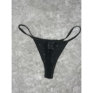 NWOT Pittsburgh Steelers Logo Black Sheer Mesh String Thong Size M Rare NFL